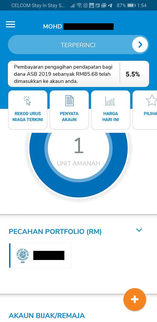 Maklumat terperinci ASNB