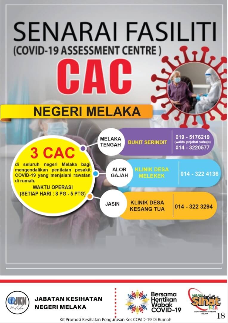 senarai covid 19 assessment centre CAC melaka