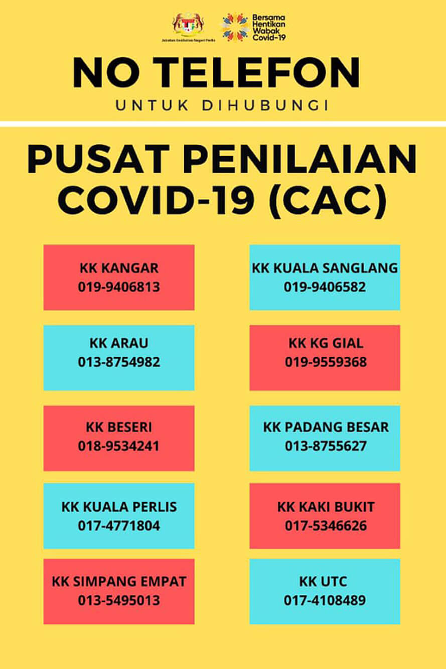 senarai covid 19 assessment centre CAC perlis