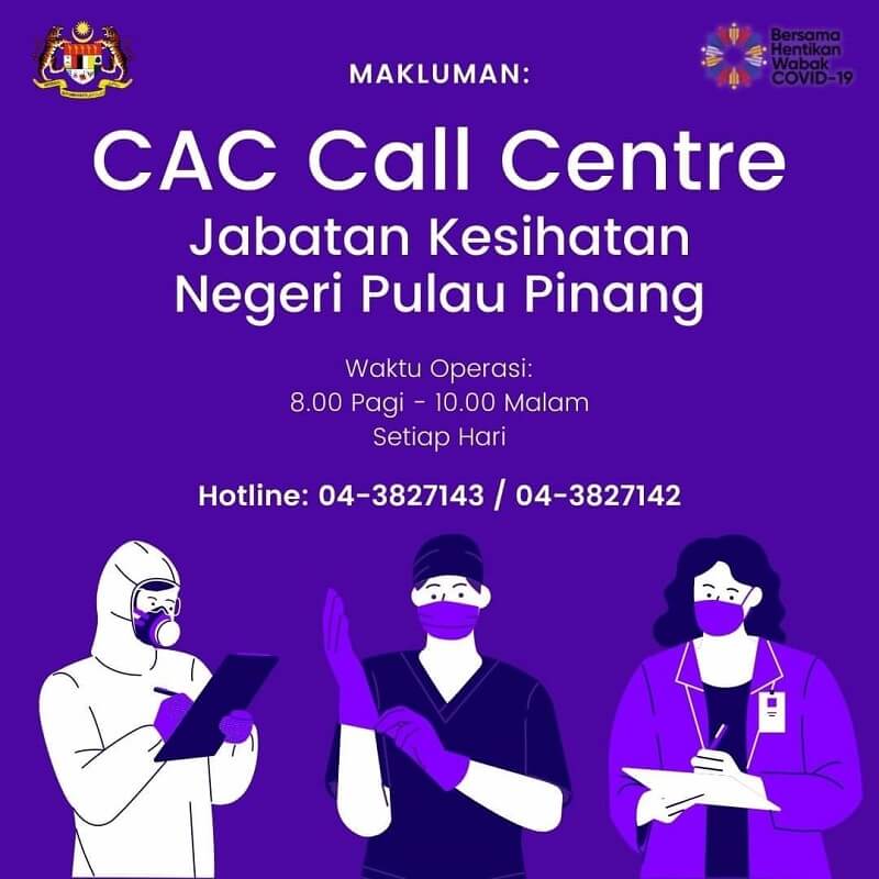 senarai covid 19 assessment centre CAC pulau pinang