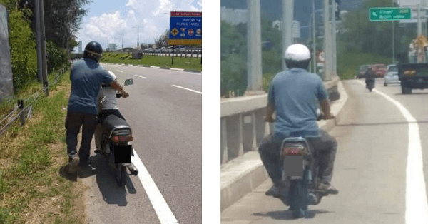 Ayah Bawa Anak Tolak Motosikal Pancit