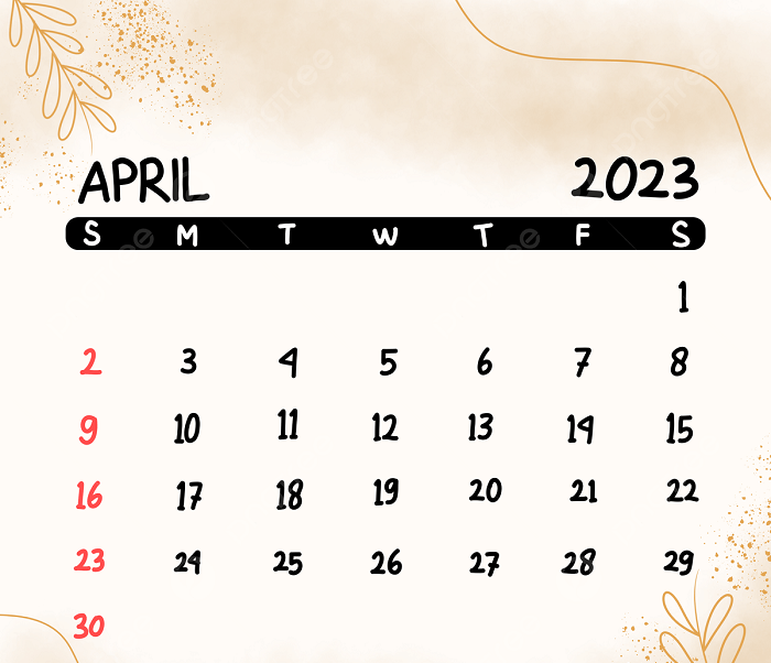 kalendar april 2023